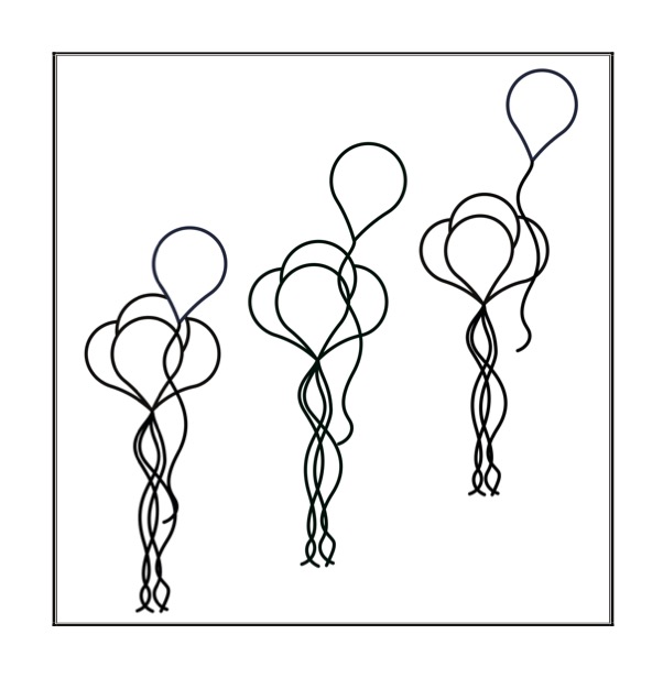 Party Colour & Create Keepsake - p13 - Black & white image of three bunches of balloons