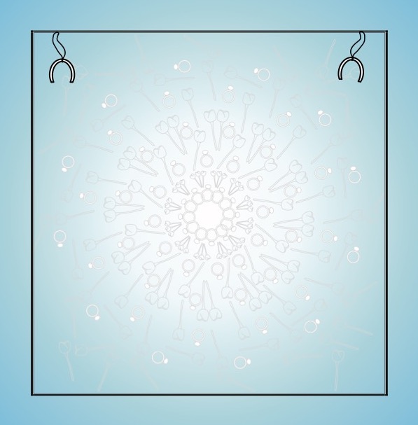 Wedding Colour & Create Keepsake - p36 - Blue coloured page with flowers, diamond rings, & lucky horseshoes